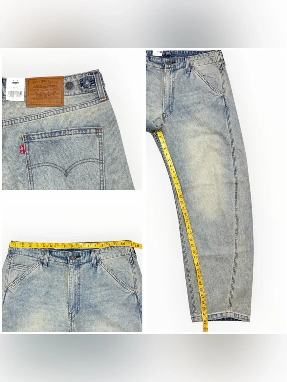 NWT Levis Premium Baggy Barrel Leg Jeans Tag 33 W  Light Wash Actual 34x32